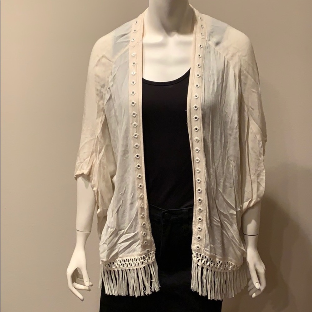 American Eagle Linen Kimono W/ Sequin Detail: M